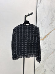 Woven tweed fringed jacket
