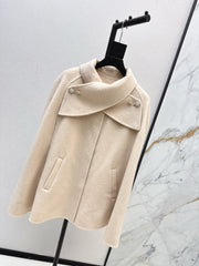 Double-faced wool cape jacket