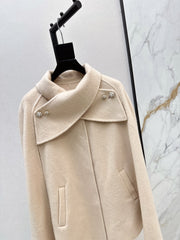 Double-faced wool cape jacket