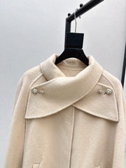 Double-faced wool cape jacket