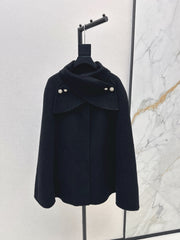 Double-faced wool cape jacket