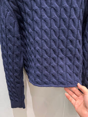 V-neck cable-knit cropped sweater