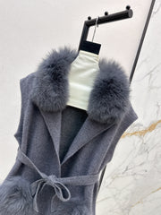 Fox fur collar vest