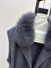 Fox fur collar vest