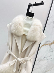 Fox fur collar vest