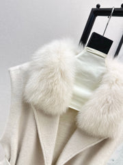 Fox fur collar vest