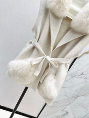 Fox fur collar vest