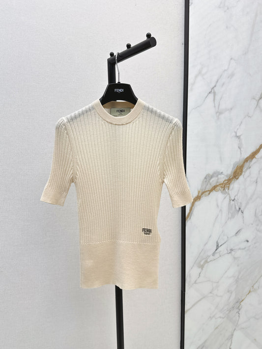 Embroidered short-sleeved sweater