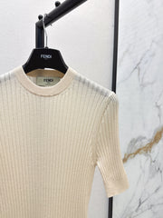 Embroidered short-sleeved sweater