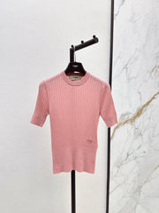 Embroidered short-sleeved sweater