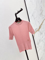 Embroidered short-sleeved sweater