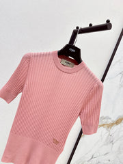 Embroidered short-sleeved sweater