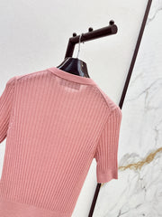 Embroidered short-sleeved sweater
