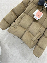 corduroy lambskin collar bread down jacket