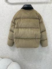 corduroy lambskin collar bread down jacket