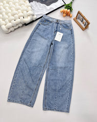 waistband letter wide-leg jeans