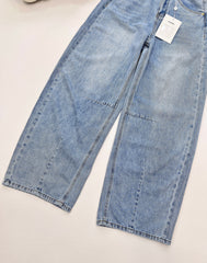 waistband letter wide-leg jeans