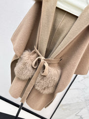 fox fur trim cape coat