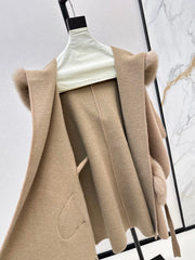 fox fur trim cape coat