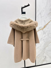 fox fur trim cape coat