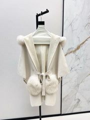 fox fur trim cape coat