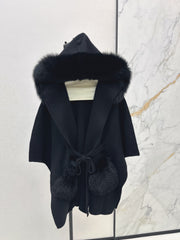 fox fur trim cape coat