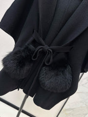 fox fur trim cape coat