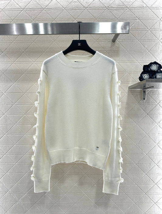 Solid Bow Knit Sweater