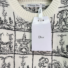 Plaid embroidered knitted vest