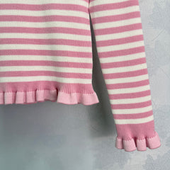 round neck striped knitted long sleeves