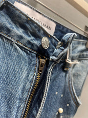 Vintage rhinestone-embellished jeans