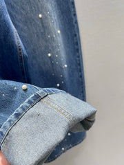 Vintage rhinestone-embellished jeans