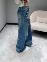 Vintage rhinestone-embellished jeans