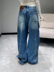 Vintage rhinestone-embellished jeans