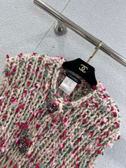 Vintage chunky-knit three-button vest