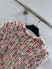 Vintage chunky-knit three-button vest