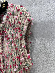 Vintage chunky-knit three-button vest