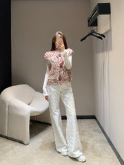 Vintage chunky-knit three-button vest