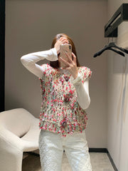 Vintage chunky-knit three-button vest