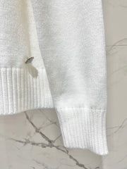 Bowknot hollow jacquard crew neck knitted sweater