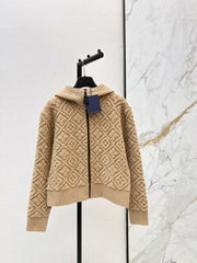 Cashmere and wool hooded jacket