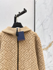 Cashmere and wool hooded jacket