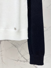 Bow-tie Jacquard Round Neck Long-Sleeve Knit Sweater