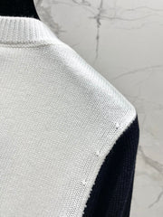 Bow-tie Jacquard Round Neck Long-Sleeve Knit Sweater