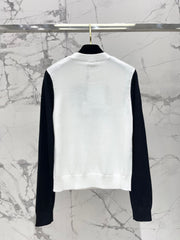 Bow-tie Jacquard Round Neck Long-Sleeve Knit Sweater