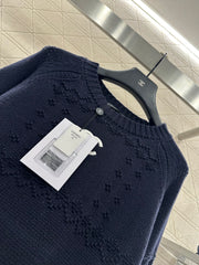 Embroidered Crochet Knit Pullover Sweater