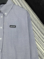 Plaid Collared Appliqué Embroidered Short Shirt