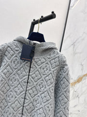 Jacquard Wool Hooded Jacket