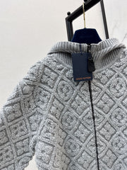 Jacquard Wool Hooded Jacket