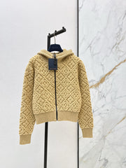 Jacquard Wool Hooded Jacket